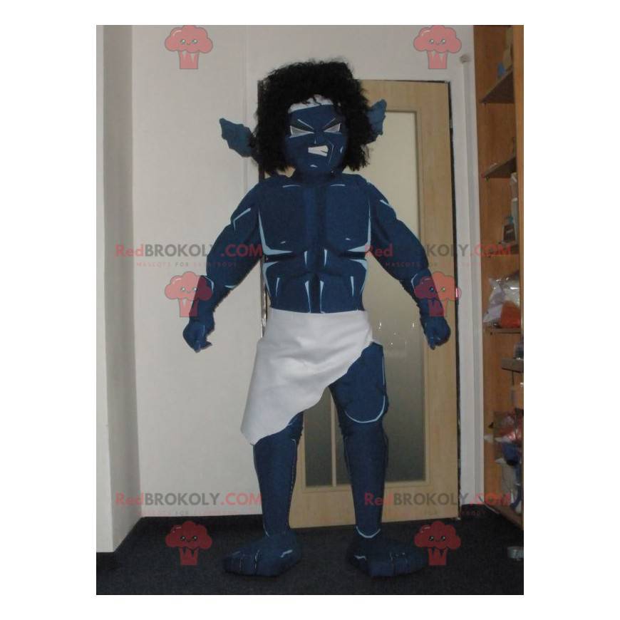 Mascotte mostro guerriero blu molto impressionante -