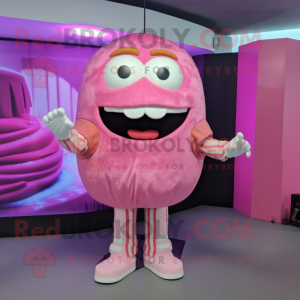 Pink Burgers mascot costume character dressed with a Bodysuit and Watches