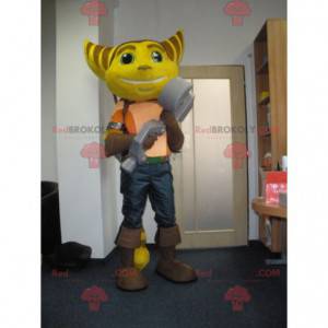 Mascotte de Ratchet de félin jaune et marron de jeux vidéo -