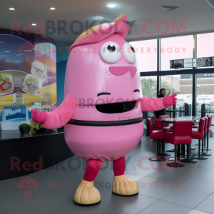 Pink Burgers maskot drakt...