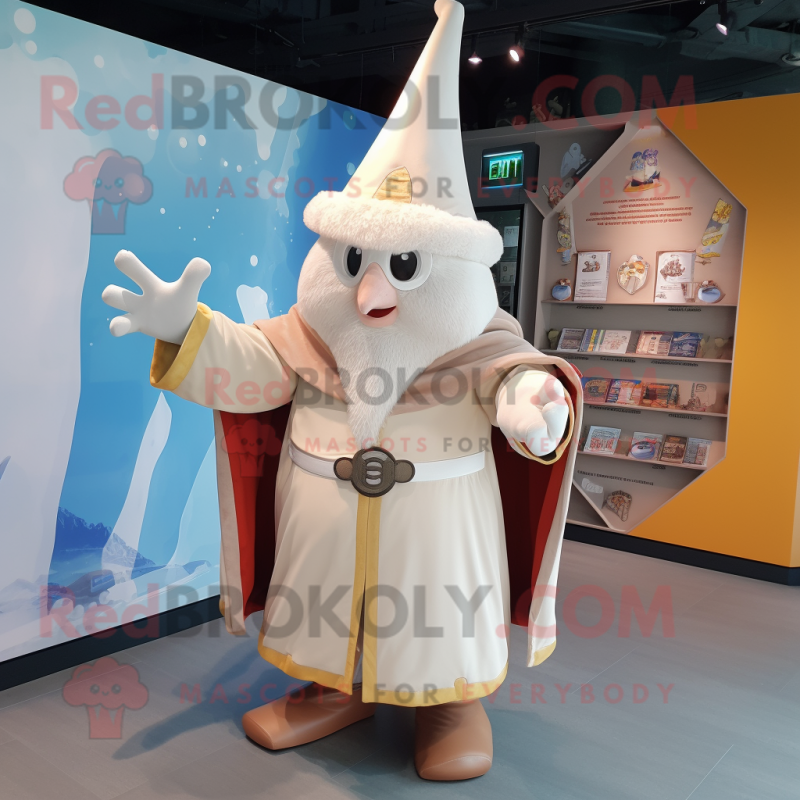 Cream Wizard mascot costume character dressed with a Hoodie and Ties