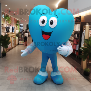 Cyan Heart Shaped Balloons mascot costume character dressed with a Boyfriend Jeans and Pocket squares