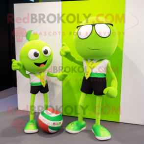 Lime Green Volleyball Ball mascot costume character dressed with a Blazer and Clutch bags