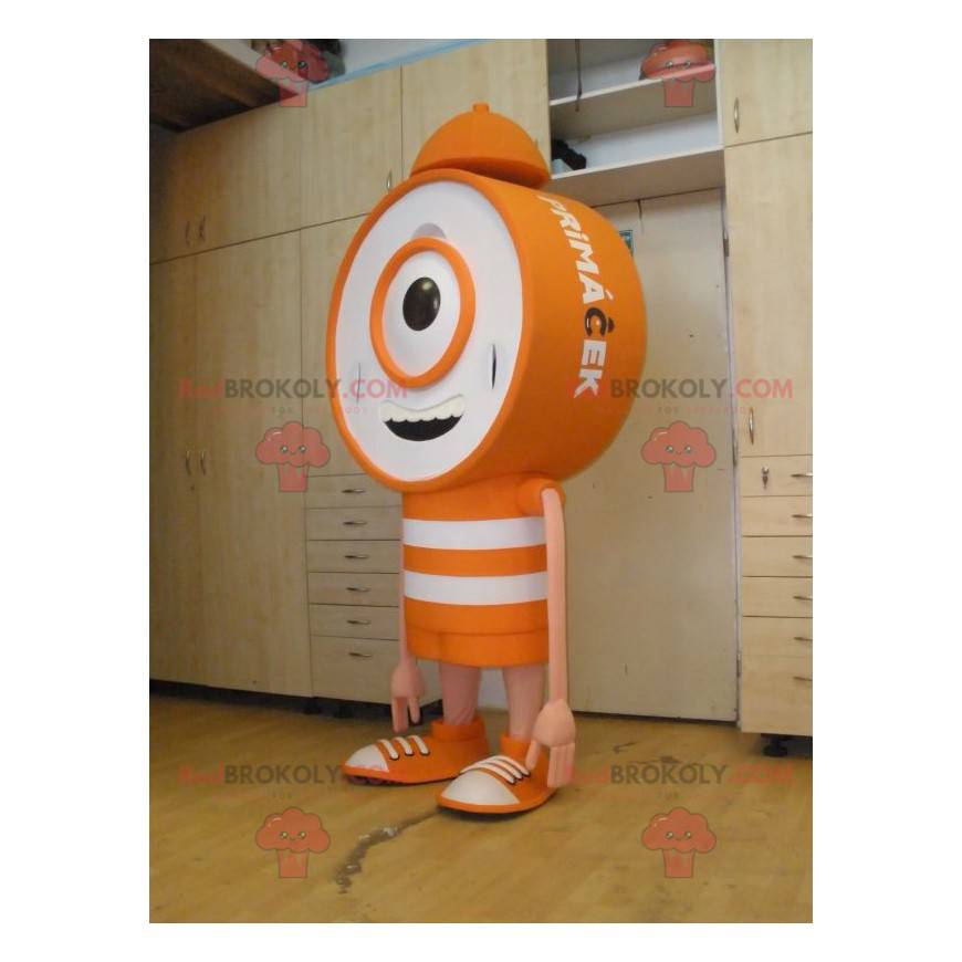 Mascotte d'alarme de réveil d'horloge géante orange et blanche