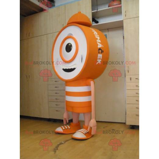 Orange and white giant clock alarm alarm mascot - Redbrokoly.com