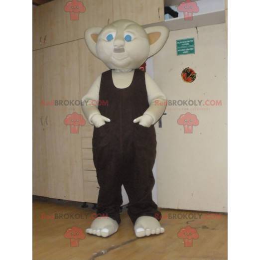 Beige gnome maskot med blå øjne - Redbrokoly.com