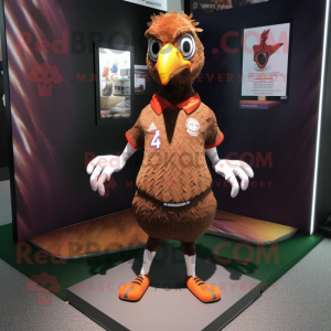 Brown Pheasant mascot costume character dressed with a Running Shorts and Keychains