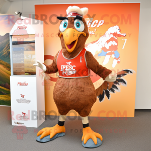 Brown Pheasant mascot costume character dressed with a Running Shorts and Keychains