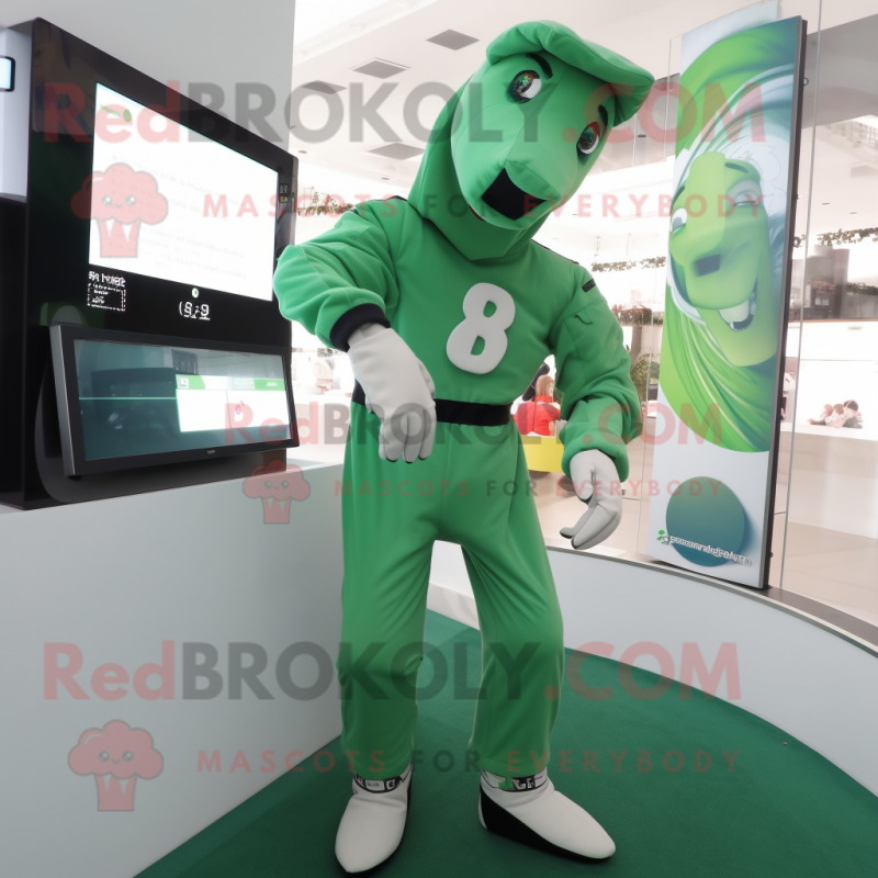 Green Horse mascot costume character dressed with a Bodysuit and Digital watches