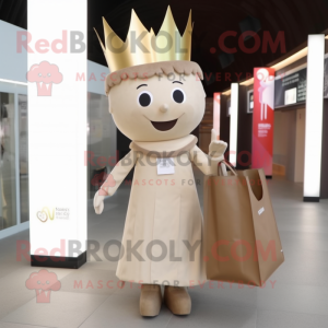 Beige Queen maskot kostume...