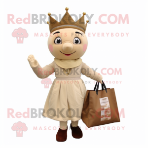 Beige Queen maskot kostume...