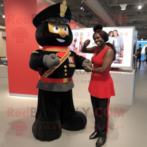 Black Soldier mascot costume character dressed with a Maxi Skirt and Watches