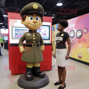 Black Soldier mascot costume character dressed with a Maxi Skirt and Watches