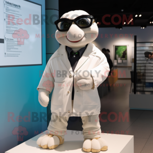 White Turtle mascot costume character dressed with a Jacket and Eyeglasses