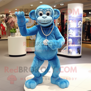 Sky Blue Monkey maskot...