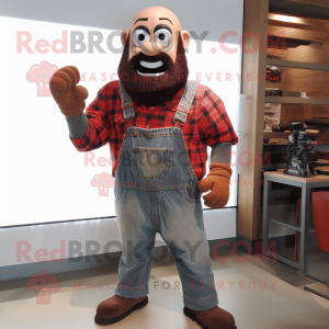 Rust Knife Thrower mascot costume character dressed with a Flannel Shirt and Suspenders