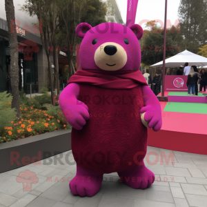 Magenta Bear maskot drakt...