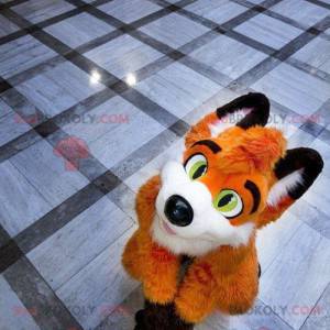 Orange Fuchs Maskottchen weiß und schwarz - Redbrokoly.com