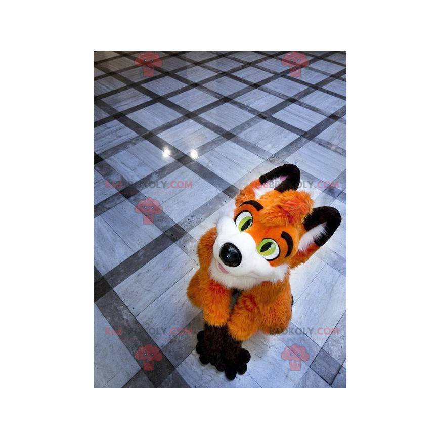 Orange Fuchs Maskottchen weiß und schwarz - Redbrokoly.com