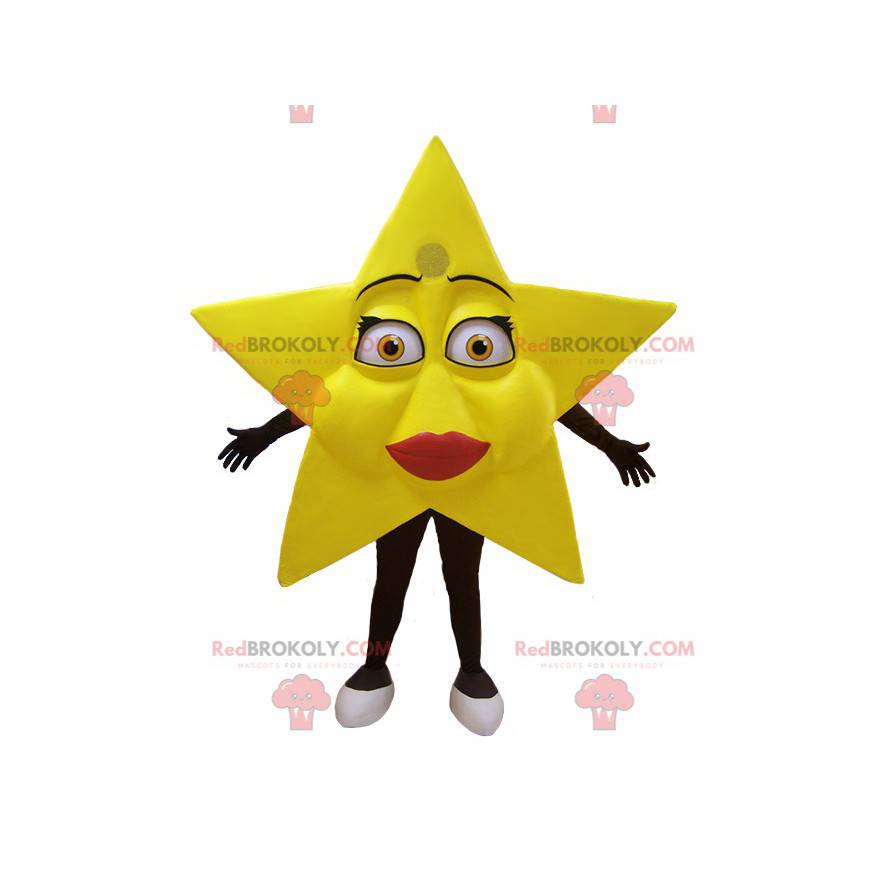 Velmi ženský obří žlutý hvězdný maskot - Redbrokoly.com