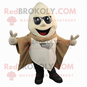 Cream Beet mascot costume character dressed with a Moto Jacket and Shawls