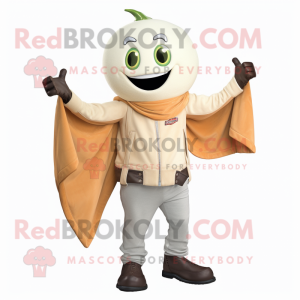 Cream Beet mascot costume character dressed with a Moto Jacket and Shawls