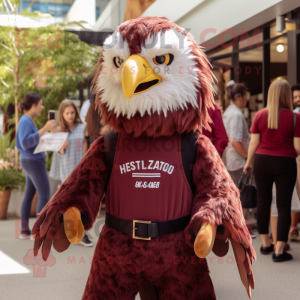 Maroon Haast'S Eagle mascot costume character dressed with a Romper and Hair clips