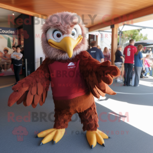 Maroon Haast'S Eagle mascot costume character dressed with a Romper and Hair clips