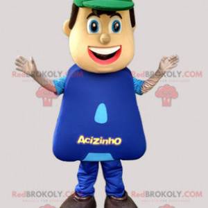 Plumber worker mascot dressed in blue - Redbrokoly.com