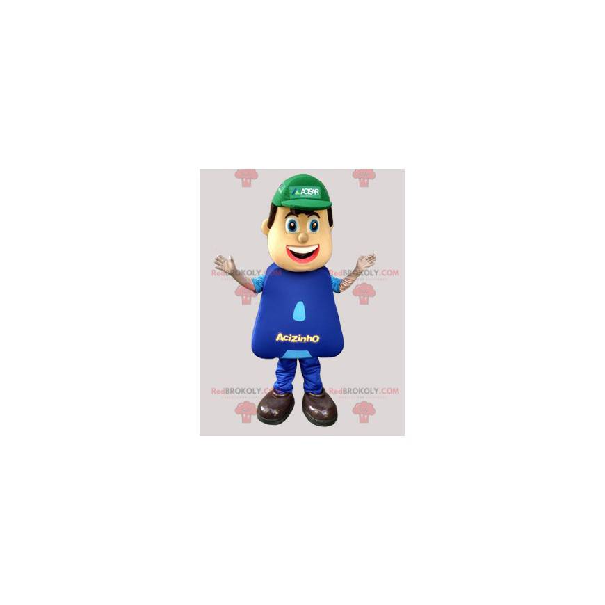 Plumber worker mascot dressed in blue - Redbrokoly.com