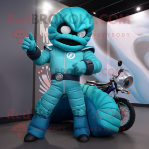 Cyan-Croissant Maskottchen...