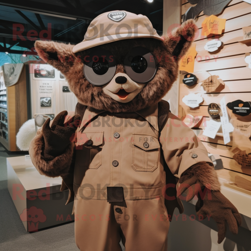 Brown Bat mascot costume character dressed with a Jumpsuit and Hats Brown Bat mascot costume character dressed with a Jumpsuit and Hats