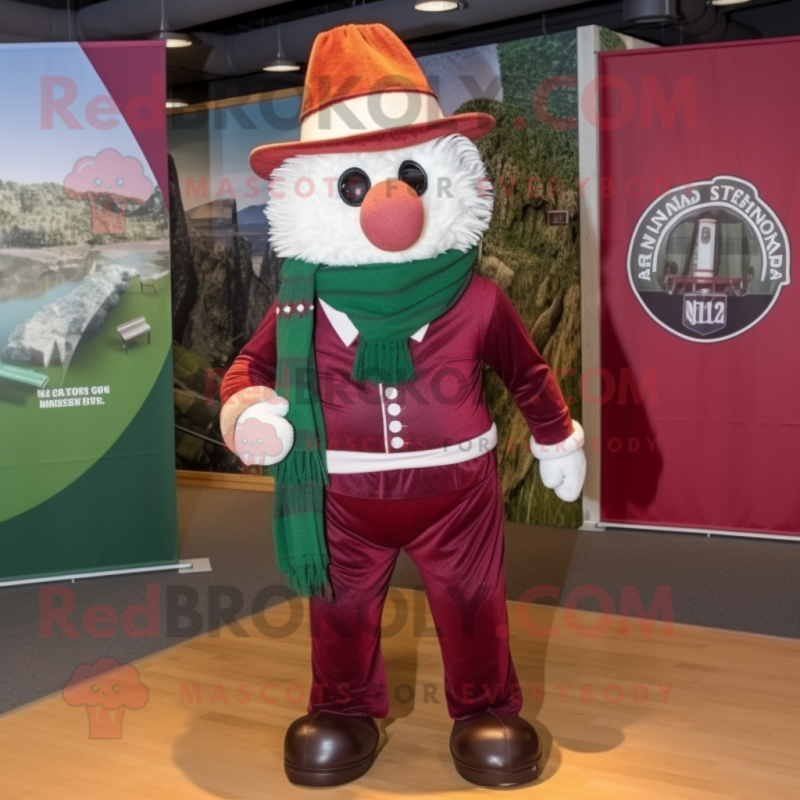 Maroon Irish Flag mascot costume character dressed with a Corduroy Pants and Headbands Maroon Irish Flag mascot costume character dressed with a Corduroy Pants and Headbands