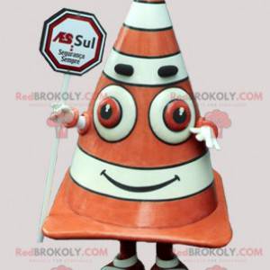 Mascot giant orange and white stud. Construction mascot -
