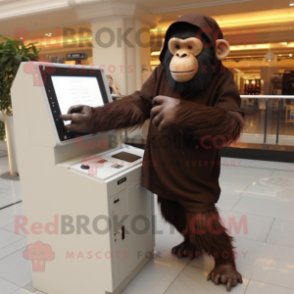 Brown Chimpanzee mascot costume character dressed with a A-Line Dress and Digital watches