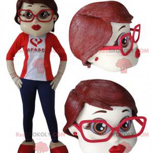 Elegant kvinnamaskot med glasögon - Redbrokoly.com