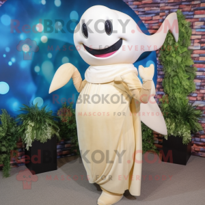 Beige Beluga Whale maskot...