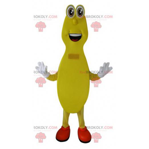 Lanky žlutý sněhulák maskot s úsměvem - Redbrokoly.com