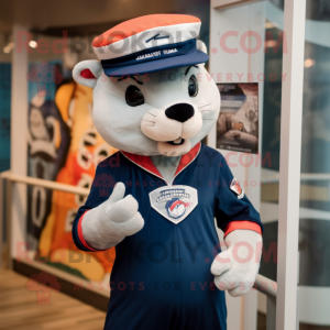 Navy Weasel mascot costume character dressed with a Bermuda Shorts and Beanies