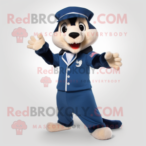 Navy Weasel mascot costume character dressed with a Bermuda Shorts and Beanies