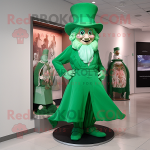 nan Leprechaun mascot costume character dressed with a Evening Gown and Caps