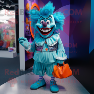 Cyan Evil Clown mascotte...