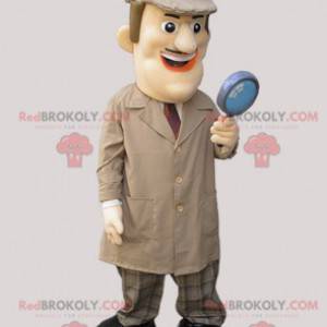 Private detective mascot dressed in a long coat - Redbrokoly.com