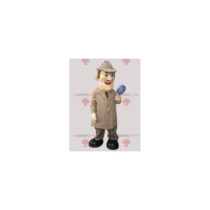 Private detective mascot dressed in a long coat - Redbrokoly.com