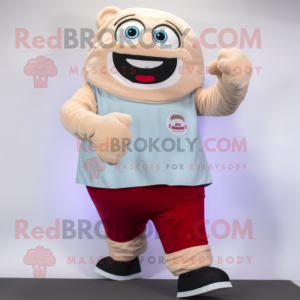 Cream Wrist Watch mascot costume character dressed with a Corduroy Pants and Digital watches