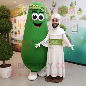 Forest Green Falafel mascot costume character dressed with a Wedding Dress and Anklets