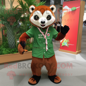 Skoggrønn rød panda maskot...