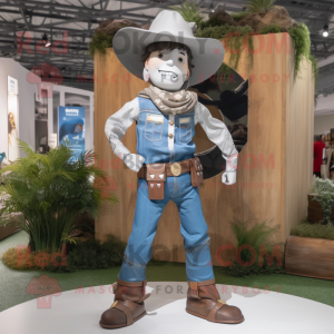 Sølv Cowboy maskot kostume...