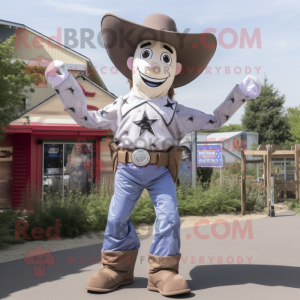 Silver Cowboy mascot costume character dressed with a Dungarees and Keychains