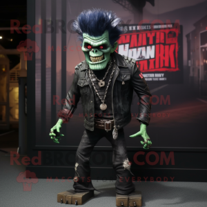 nan Frankenstein'S Monster mascot costume character dressed with a Leather Jacket and Necklaces